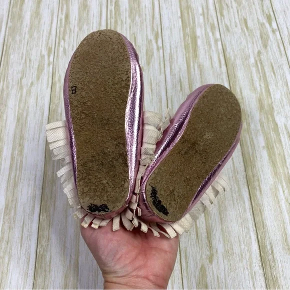 J. Crew Crewcuts Pink Metallic Faux Fur Moccasin Slippers